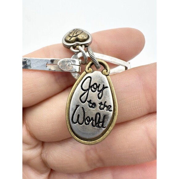 Brighton "Joy To The World" Bangle Bracelet Silver Plated Jewelry Signed - Picture 2 of 5